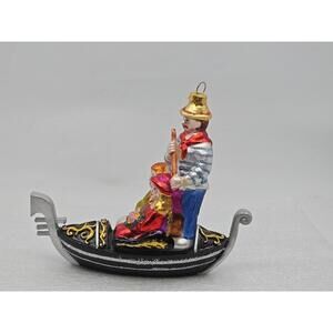 Kurt Adler Noble Gems Gondolier Rowing A Boat & Couple Christmas Ornament READ